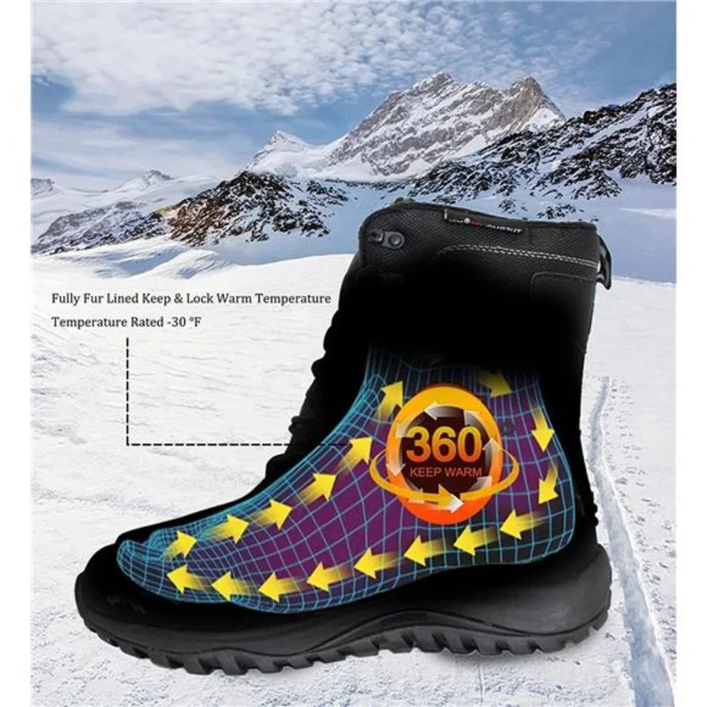 Men's Winter Snow Boots Warm Mid Calf Waterproof Durable Boots Non-Slip Shoes